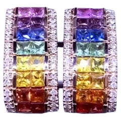 AIG Certified 4.90 Carat Ceylon Sapphires Diamonds 18k Gold Earrings