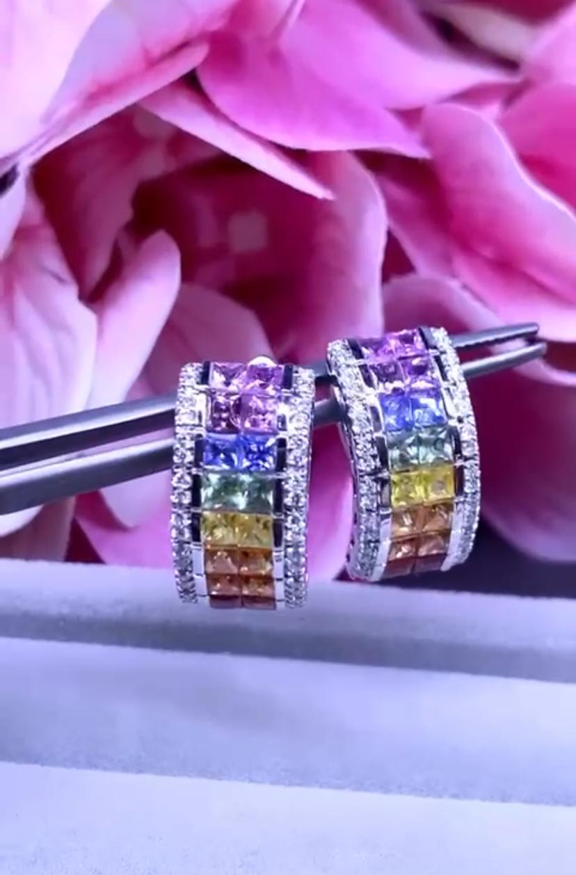 AIG Certified 4.90 Ceylon Sapphires Diamonds 18k Gold Earrings For Sale 1