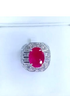AIG Certified 5.00 Ct Burma Ruby 3.80 Ct Diamonds 18K Gold Ring