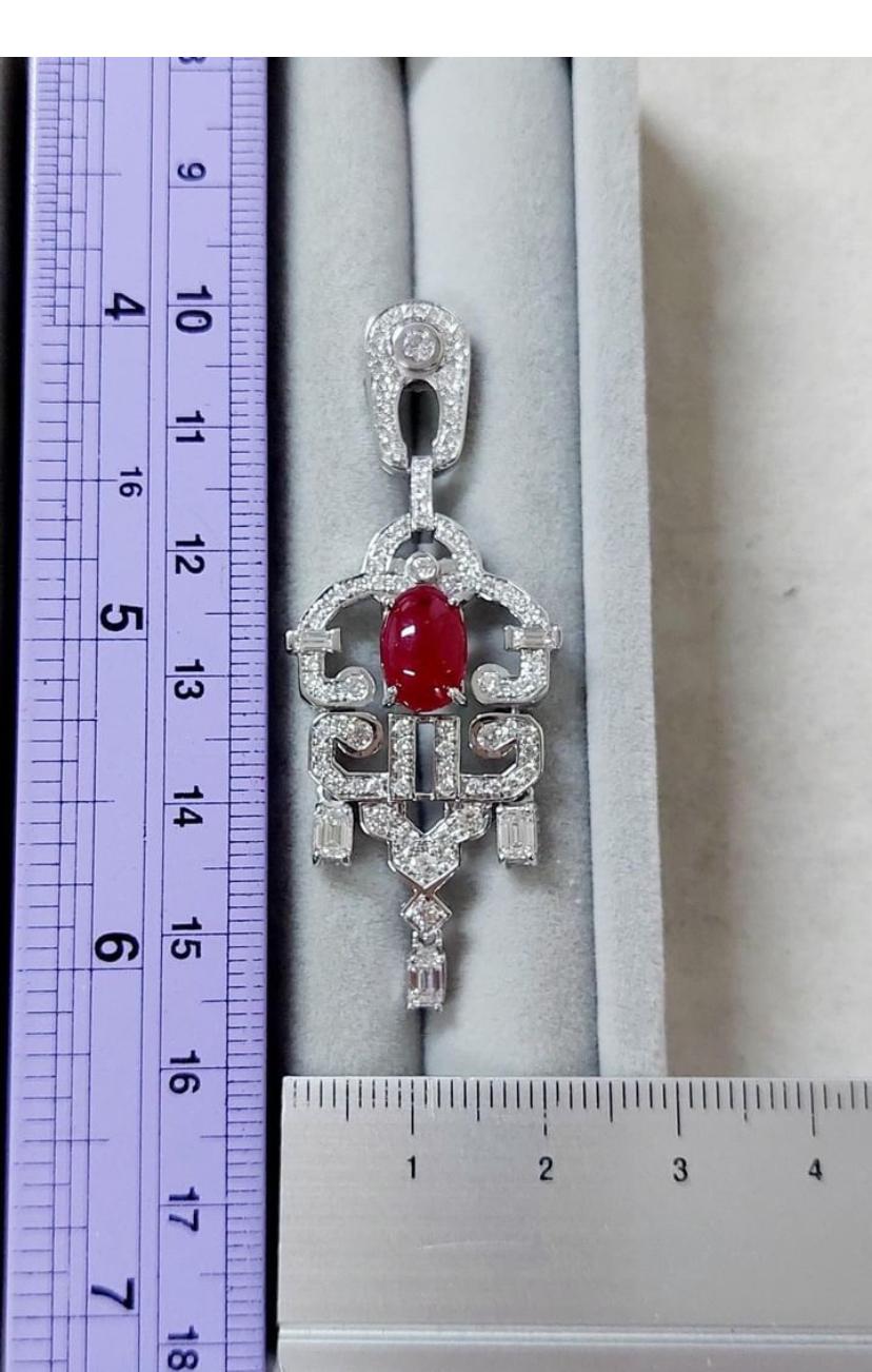 Women's AIG Certified 5.00 Cts Natural Burma Rubies  3.70 Cts Diamonds 18K Gold Earrings For Sale