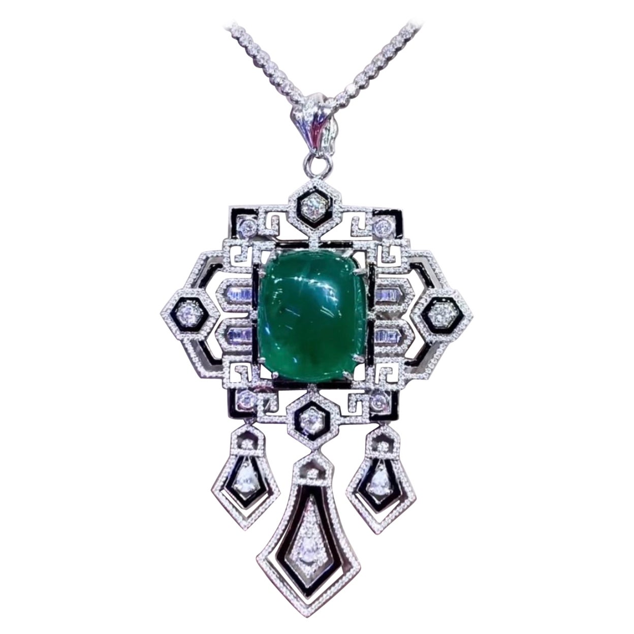 Diamanti smeraldo dello Zambia certificati AIG 50,00 carati 5,00 carati Ciondolo/spilla in oro 18 carati