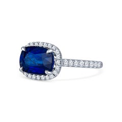 AIG Certified 5.03 Carat Cushion Cut Sri Lankan Royal Blue Sapphire Ring