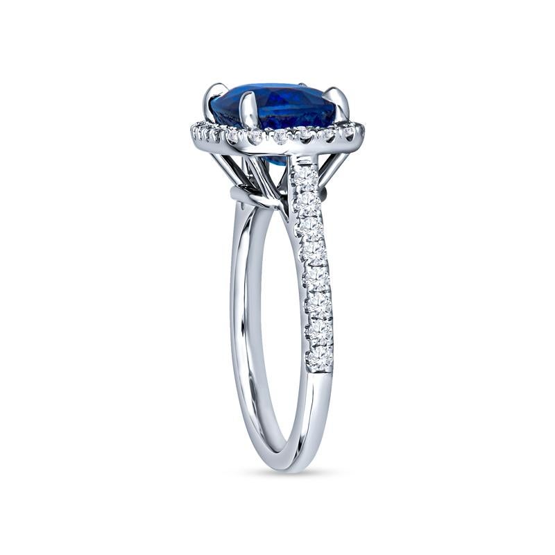 AIG Certified 5.03 Carat Cushion Cut Sri Lankan Royal Blue Sapphire Ring In New Condition For Sale In Houston, TX