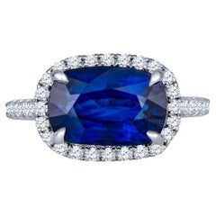 Anillo de zafiro azul real de Sri Lanka con certificado AIG de 5,03 quilates y talla cojín