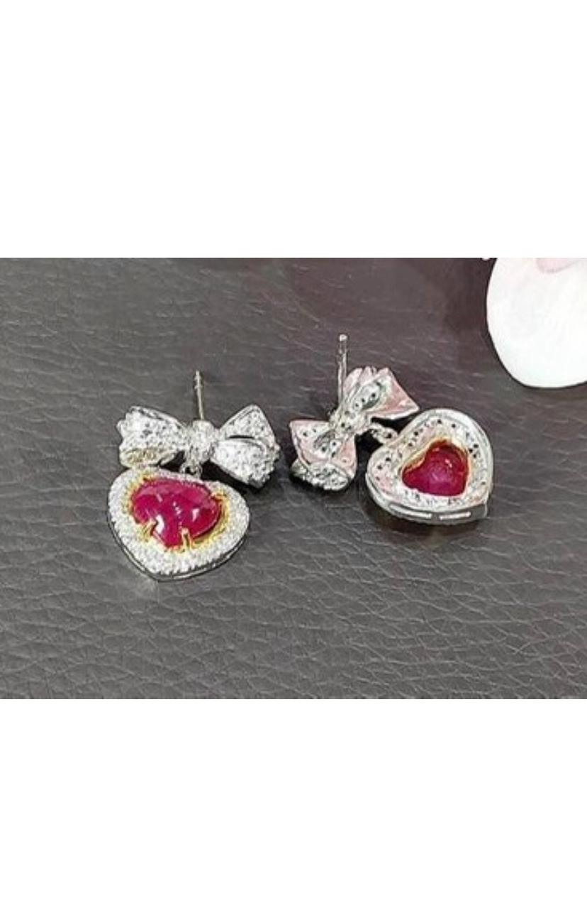 AIG Certified 5.20 Carat Burma Rubies  1.70 Ct Diamonds 18k Gold Earrings In New Condition For Sale In Massafra, IT