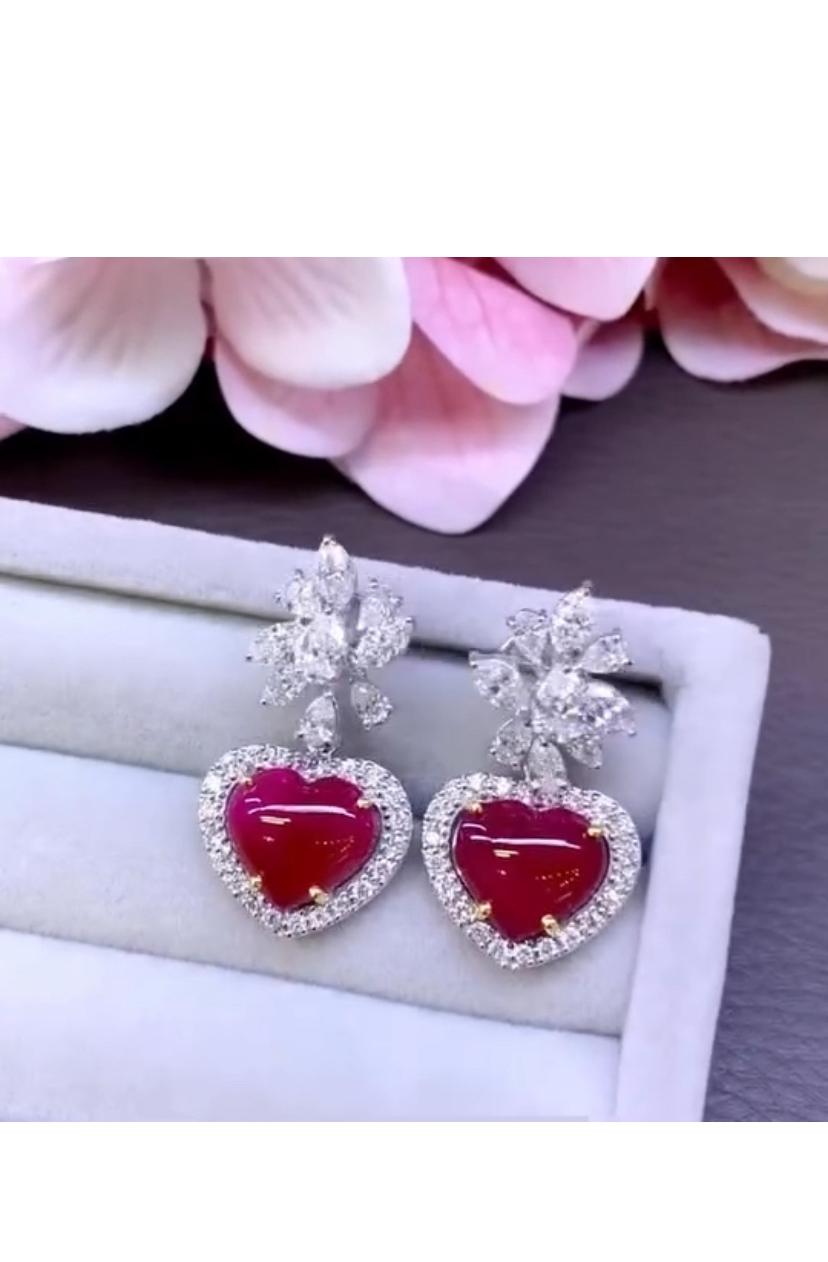 AIG Certified 5.30 Ct Burma Rubies 3.00 Ct Natural Diamonds 18k Gold Earrings In New Condition For Sale In Massafra, IT