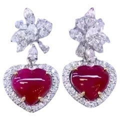 AIG Certified 5.30 Ct Burma Rubies 3.00 Ct Natural Diamonds 18k Gold Earrings
