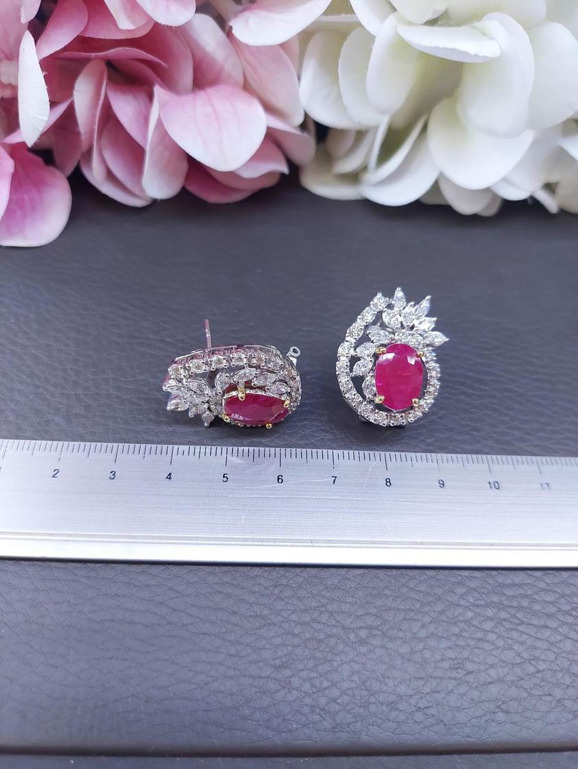 AIG Certified 5.80 Ct Burma Rubies  3.60 Ct Diamonds 18k Gold Earrings For Sale 3