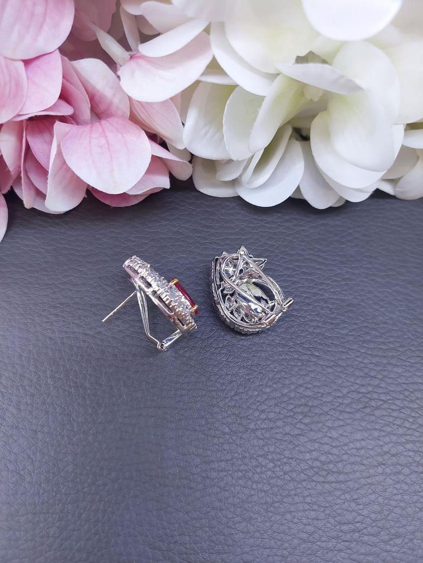 AIG Certified 5.80 Ct Burma Rubies  3.60 Ct Diamonds 18k Gold Earrings For Sale 4