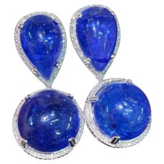 AIG Certified 59.00 Carats Tanzanites 18K Gold Earrings