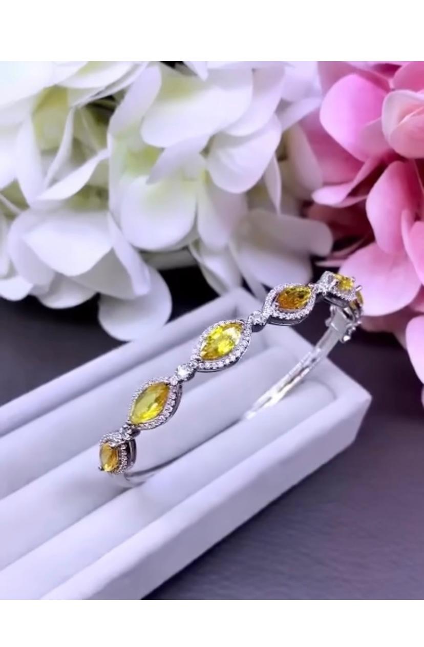 Saphirs jaunes certifiés AIG de 5,94 carats  Bracelet en or 18k avec diamants Neuf - En vente à Massafra, IT