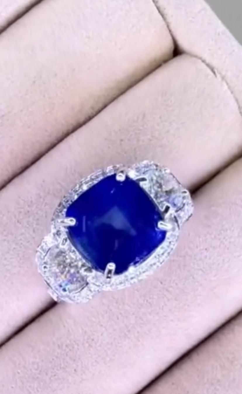 Bague en or 18 carats avec saphir de Ceylan certifié AIG de 6,00 carats et diamants de 2,30 carats en vente 4