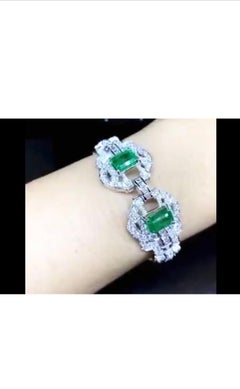 AIG Certified 6.00 Carat Zambian Emeralds 5.90 Ct Diamonds 18K Gold Bracelet