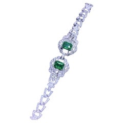 Pulsera de oro de 18 quilates con esmeraldas zambianas de 6,00 quilates y 5,90 quilates de diamantes con certificación AIG