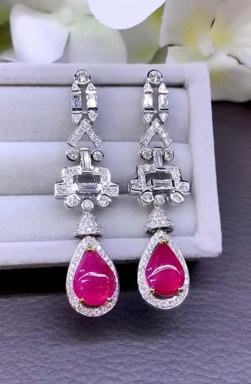 Or 18 carats certifié IGL, rubis de Birmanie de 6,00 carats et diamants de 3,15 carats  Art décoBoucles d'oreilles Pour femmes en vente