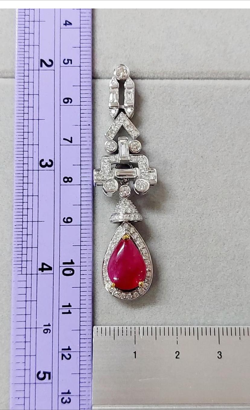 Or 18 carats certifié IGL, rubis de Birmanie de 6,00 carats et diamants de 3,15 carats  Art décoBoucles d'oreilles en vente 2