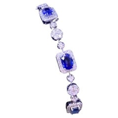 Bracelet en or 18 carats avec saphirs de Ceylan certifiés AIG de 6,00 carats et diamants de 3,00 carats
