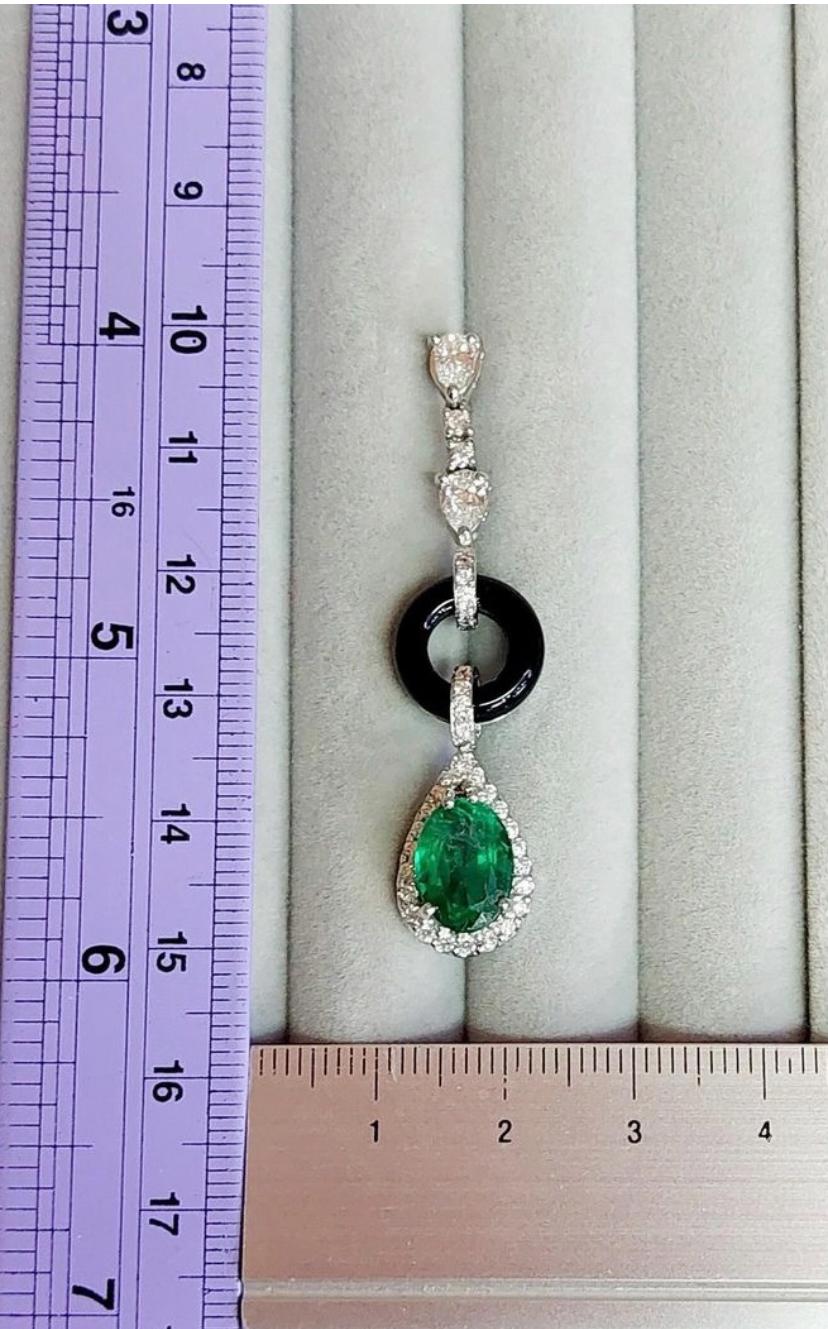 Mixed Cut AIG Certified 6.00 Ct Natural Zambian Emeralds 1.95 Diamond 18K Gold Earrings  For Sale