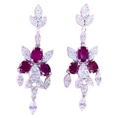 Boucles d'oreilles en or 18k certifiées AIG 6,00 ct rubis siamois 2,40 ct diamants