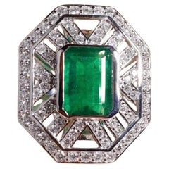 AIG zertifiziert 6,40 Karat sambischen Smaragd 2,40 Ct Diamanten 18K Gold Ring
