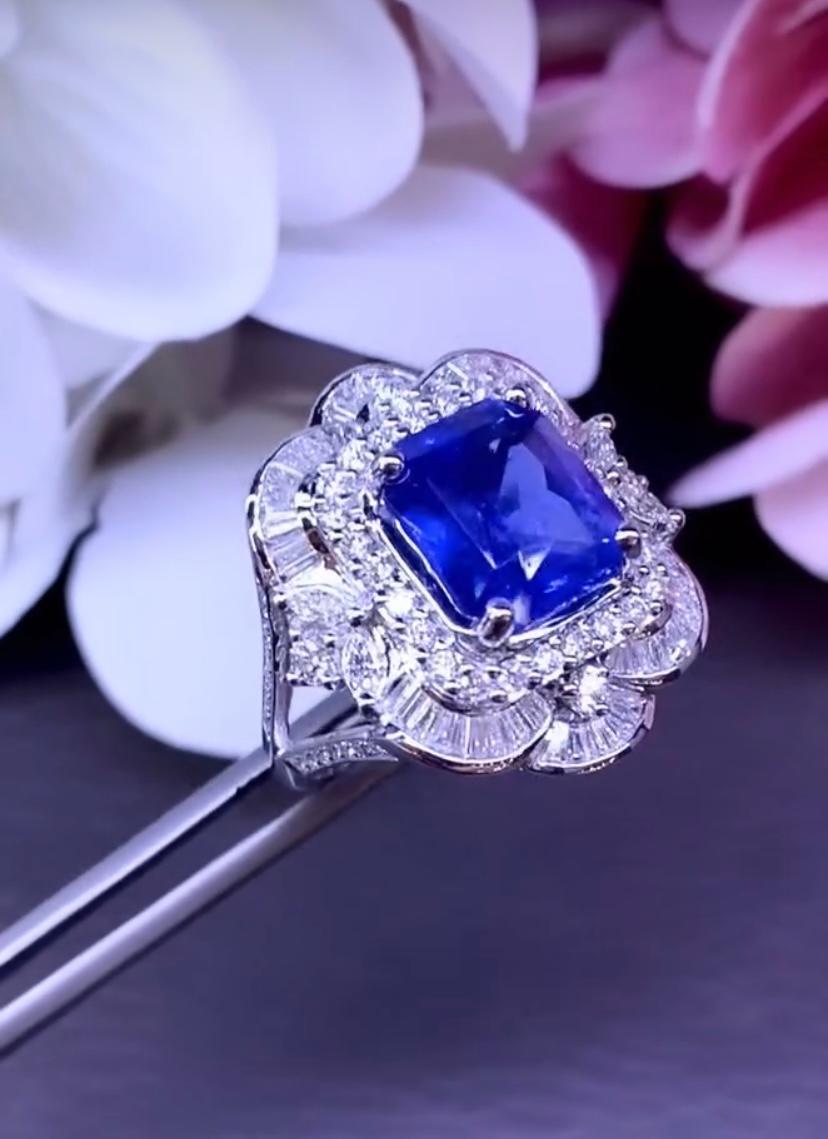 Bague en or 18 carats certifiée AIG, saphir de Ceylan tournesol 6,40 carats et diamants 1,50 carat Neuf - En vente à Massafra, IT