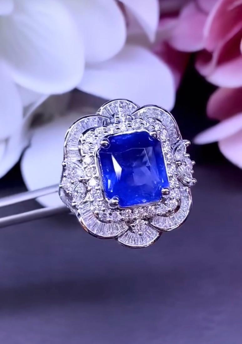Bague en or 18 carats certifiée AIG, saphir de Ceylan tournesol 6,40 carats et diamants 1,50 carat Pour femmes en vente