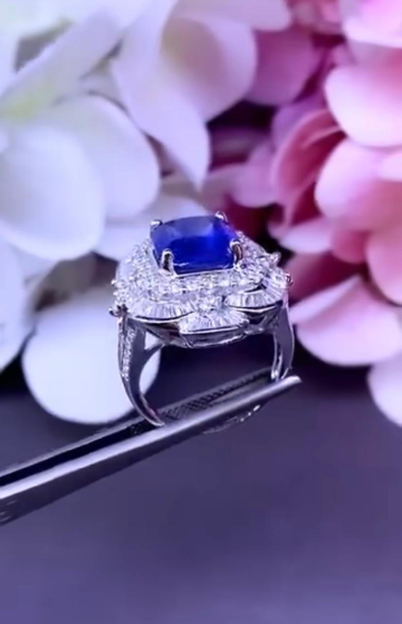 Bague en or 18 carats certifiée AIG, saphir de Ceylan tournesol 6,40 carats et diamants 1,50 carat en vente 2