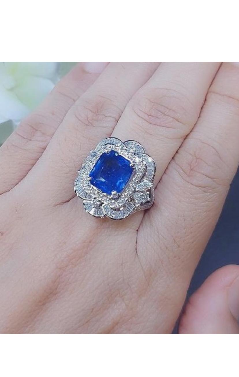 Bague en or 18 carats certifiée AIG, saphir de Ceylan tournesol 6,40 carats et diamants 1,50 carat en vente 3