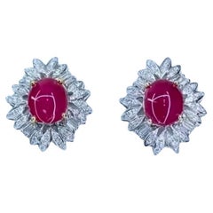 AIG Certified 6.50 Ct Burma Rubies 2.20 Ct Diamonds 18k Gold Earrings