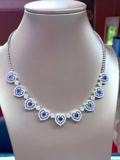 Collier en or 18K avec saphirs de Ceylan de 5,70 ct et diamants de 6,50 ct