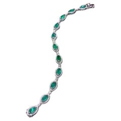 Bracelet en or 18 carats, émeraudes de Zambie certifiées AIG 6,70 carats et diamants 1,40 carat