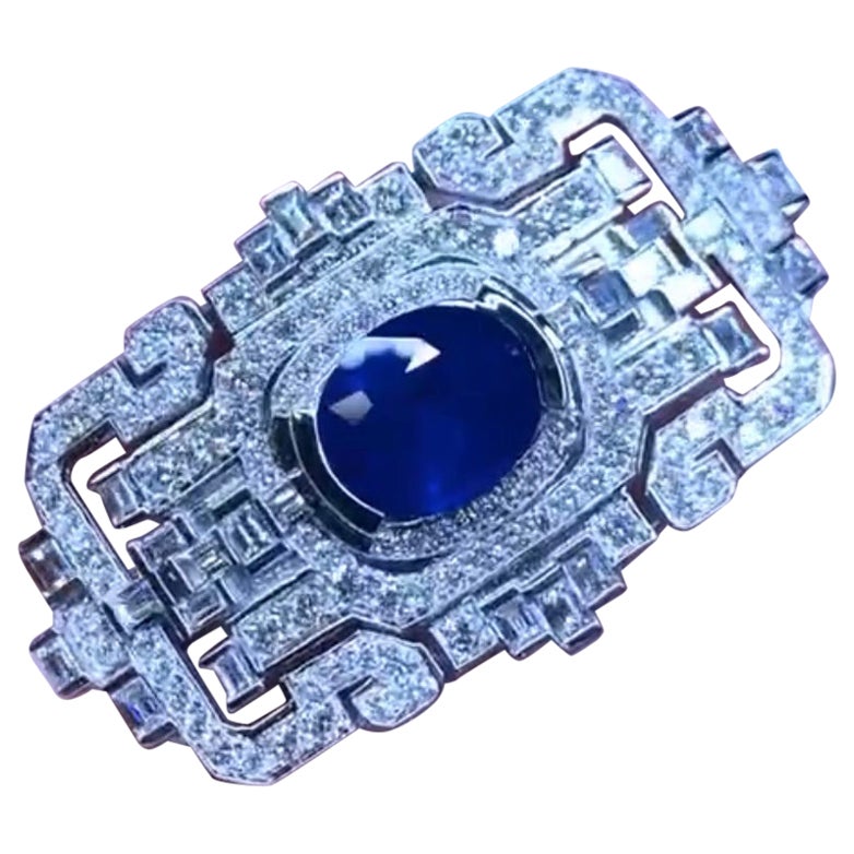 Brosche/Anhänger mit AIG-zertifiziertem 6,76 Karat königsblauem Ceylon-Saphir und 3,70 Karat Diamanten