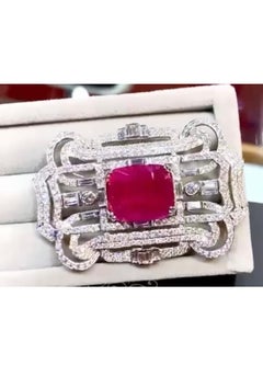 AIG Certified 6.90 Ct Burma Ruby 4.62 Ct Diamonds 18K Gold Brooch-Pendant