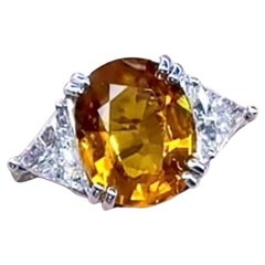 18 Karat Goldring mit AIG-zertifiziertem 7,00 Karat natürlichem Saphir und 1,40 Karat Diamanten