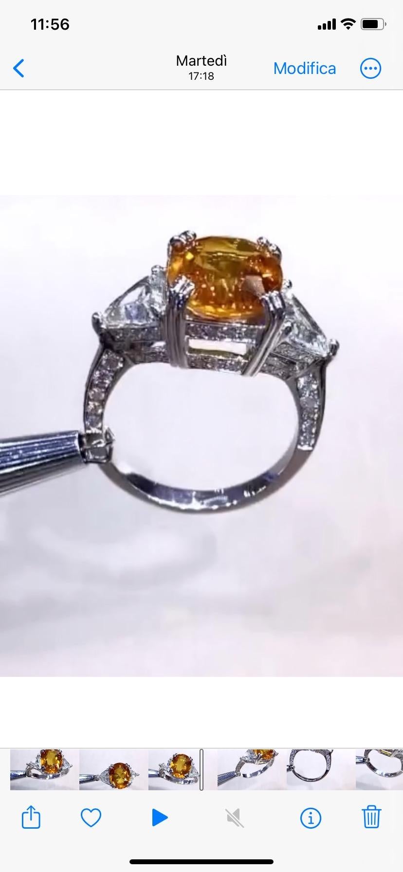 Saphir naturel certifié AIG de 7,00 carats  Diamants 2,20 carats  Bague en or 18k Unisexe en vente
