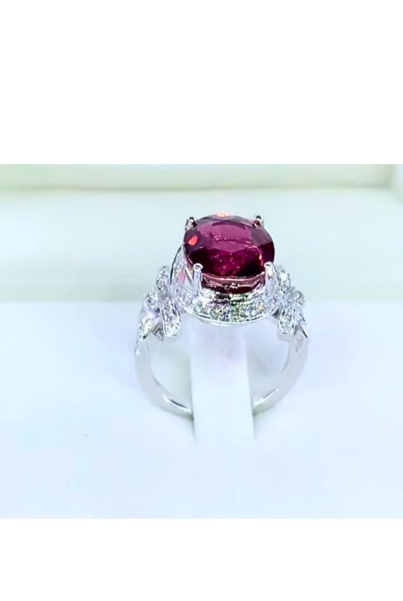 Bague en or 18 carats, diamants et tourmaline rubellite certifiée AIG de 7,50 carats en vente 1