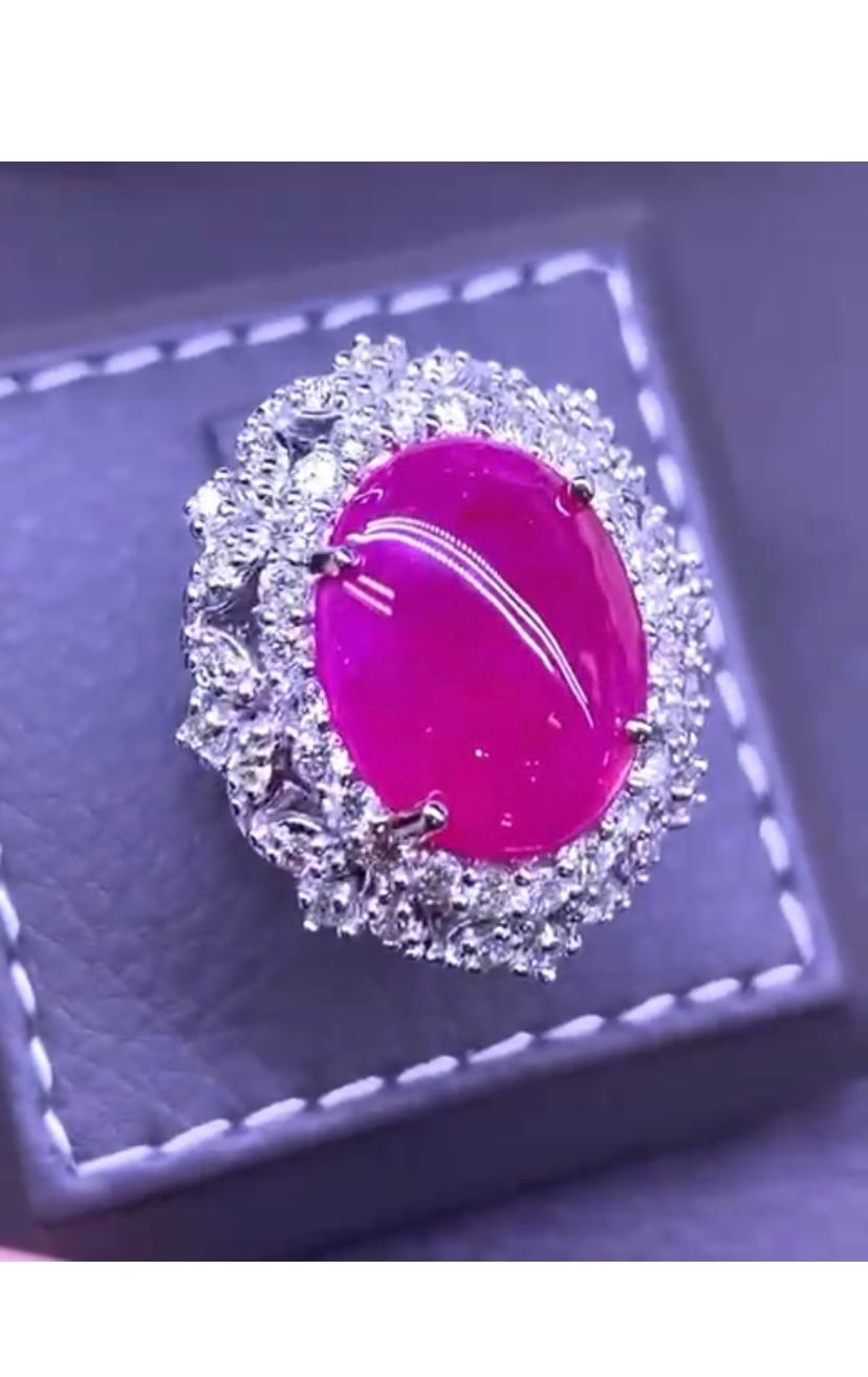 De las mujeres Rubí de Birmania certificado AIG de 7.50 quilates   Anillo de cóctel de oro de 18 quilates con diamantes de 1,72 quilates en venta