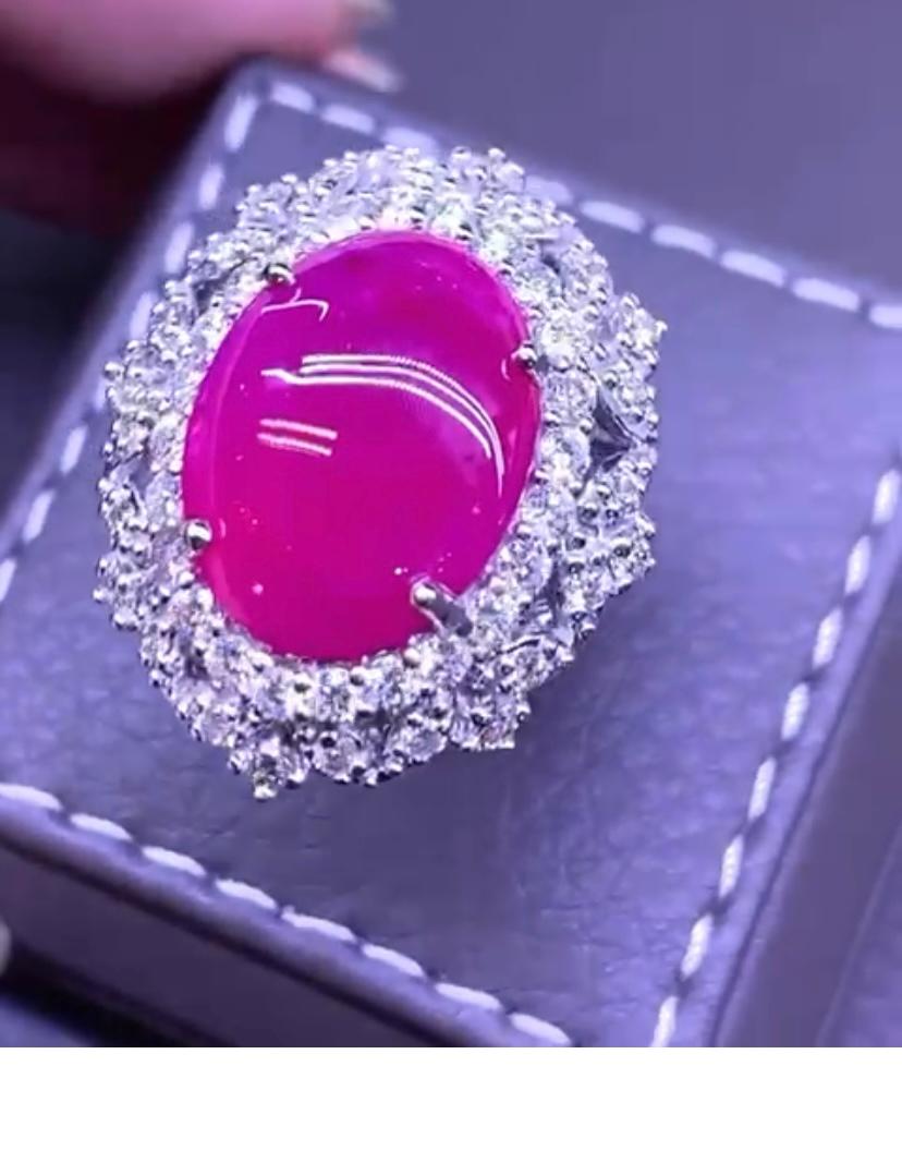 Rubí de Birmania certificado AIG de 7.50 quilates   Anillo de cóctel de oro de 18 quilates con diamantes de 1,72 quilates en venta 2