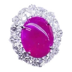 Rubis de Birmanie certifié AIG 7.50 carats   Bague cocktail en or 18 carats avec diamants 1,72 carat