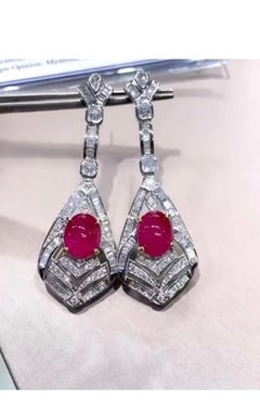 AIG-zertifizierte 7,50 natürliche Burma-Rubine 3.60 Natürliche Diamanten 18k Gold Ohrring