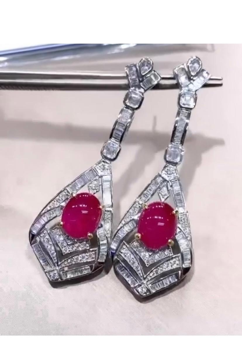 AIG Certified 7.50 Natural  Burma Rubies  3.60 Natural Diamonds 18k Gold Earring In New Condition For Sale In Massafra, IT