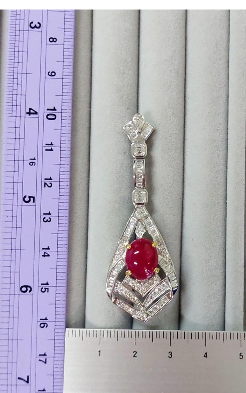 AIG Certified 7.50 Natural  Burma Rubies  3.60 Natural Diamonds 18k Gold Earring For Sale 1