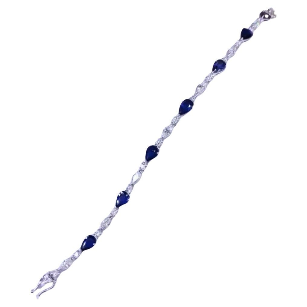 AIG Certified 7.55 Ct Royal Blue Sapphires  3.00  Ct Diamond 18K Gold Bracelet For Sale