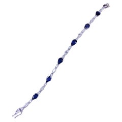 AIG Certified 7.55 Ct Royal Blue Sapphires  3.00  Ct Diamond 18K Gold Bracelet