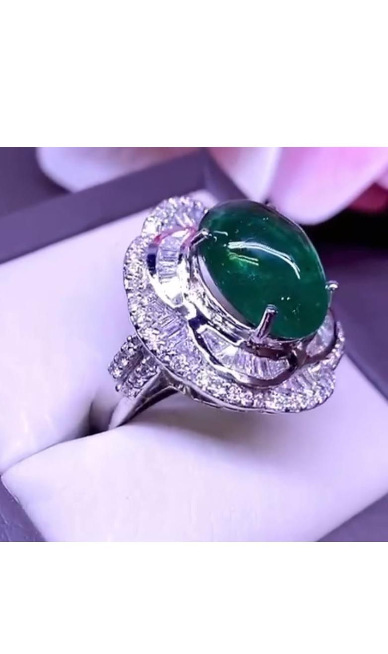 AIG Certified 7.64 Carats Zambian Emerald Diamonds 18K Gold Ring  In New Condition For Sale In Massafra, IT