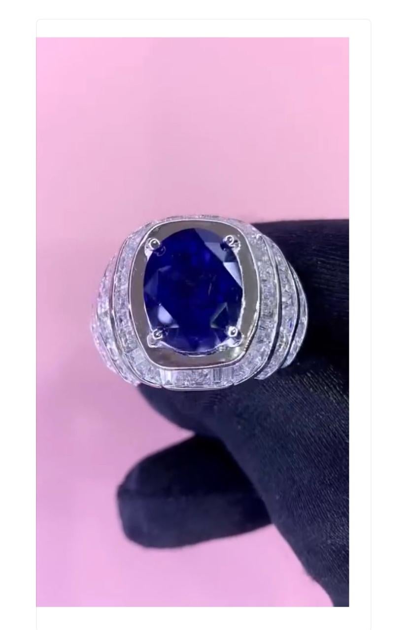 This exquisite ring showcases a majestic Ceylon Blue Sapphire, radiant and striking.
Accented by shimmering diamonds , it embodies elegance and luxury, making it a stunning collection piece that captures the essence of timeless beauty for any