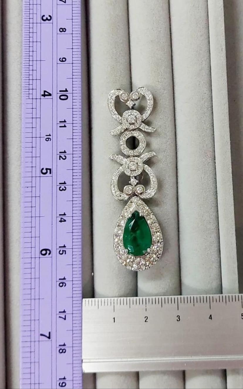 AIG Certified 7.75 Carats Zambian Emeralds   5.85 Ct Diamonds 18K Gold Earrings For Sale 2