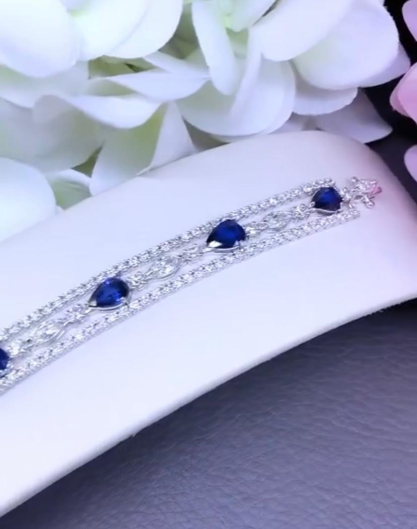 AIG Certified 7.75 Ct Royal Blue Ceylon Sapphire 6.30 Ct Diamond  18k Bracelet In New Condition For Sale In Massafra, IT