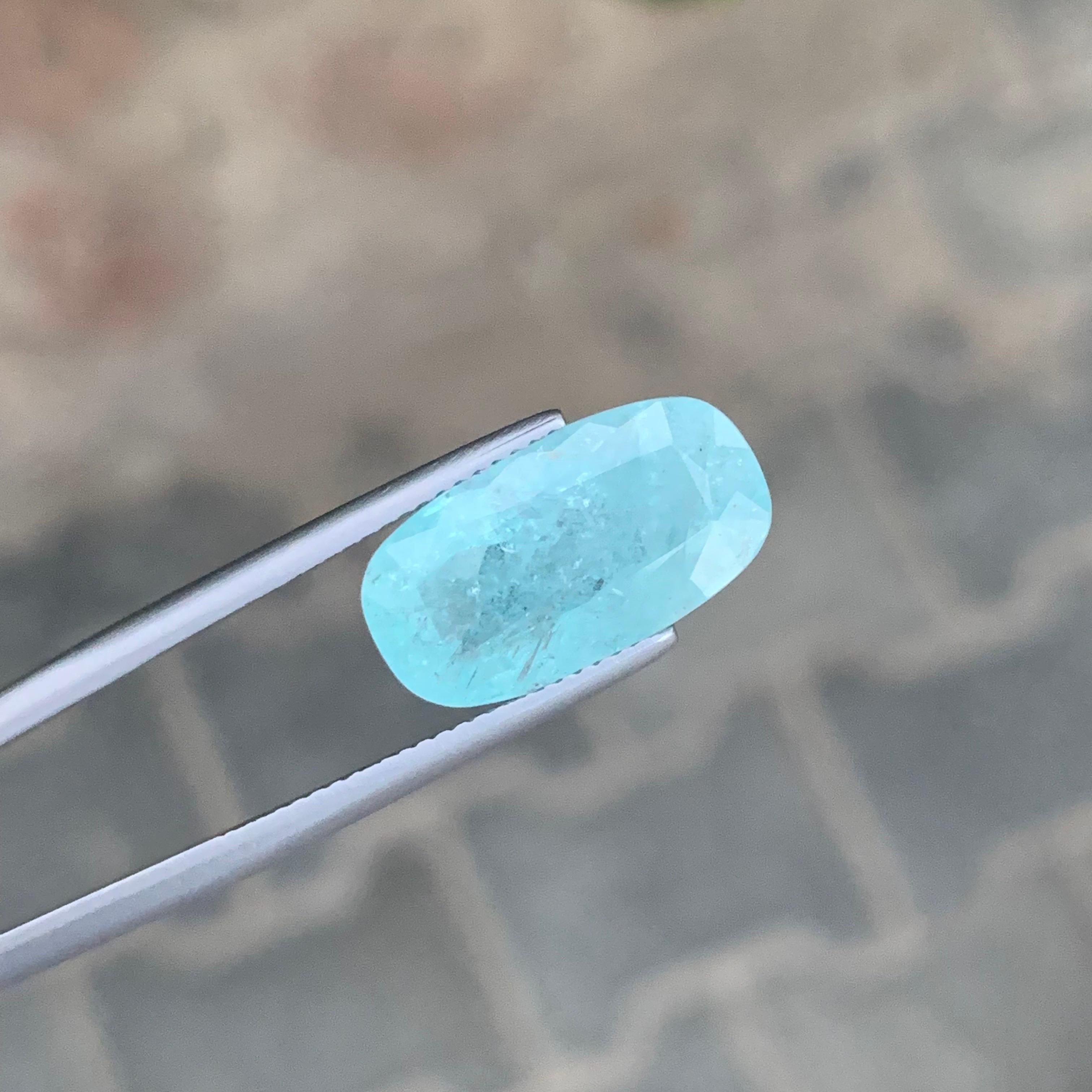 AIG Certified 7.77 Carat Natural Loose Paraiba Tourmaline Cushion Cut Gemstone In New Condition For Sale In Peshawar, PK