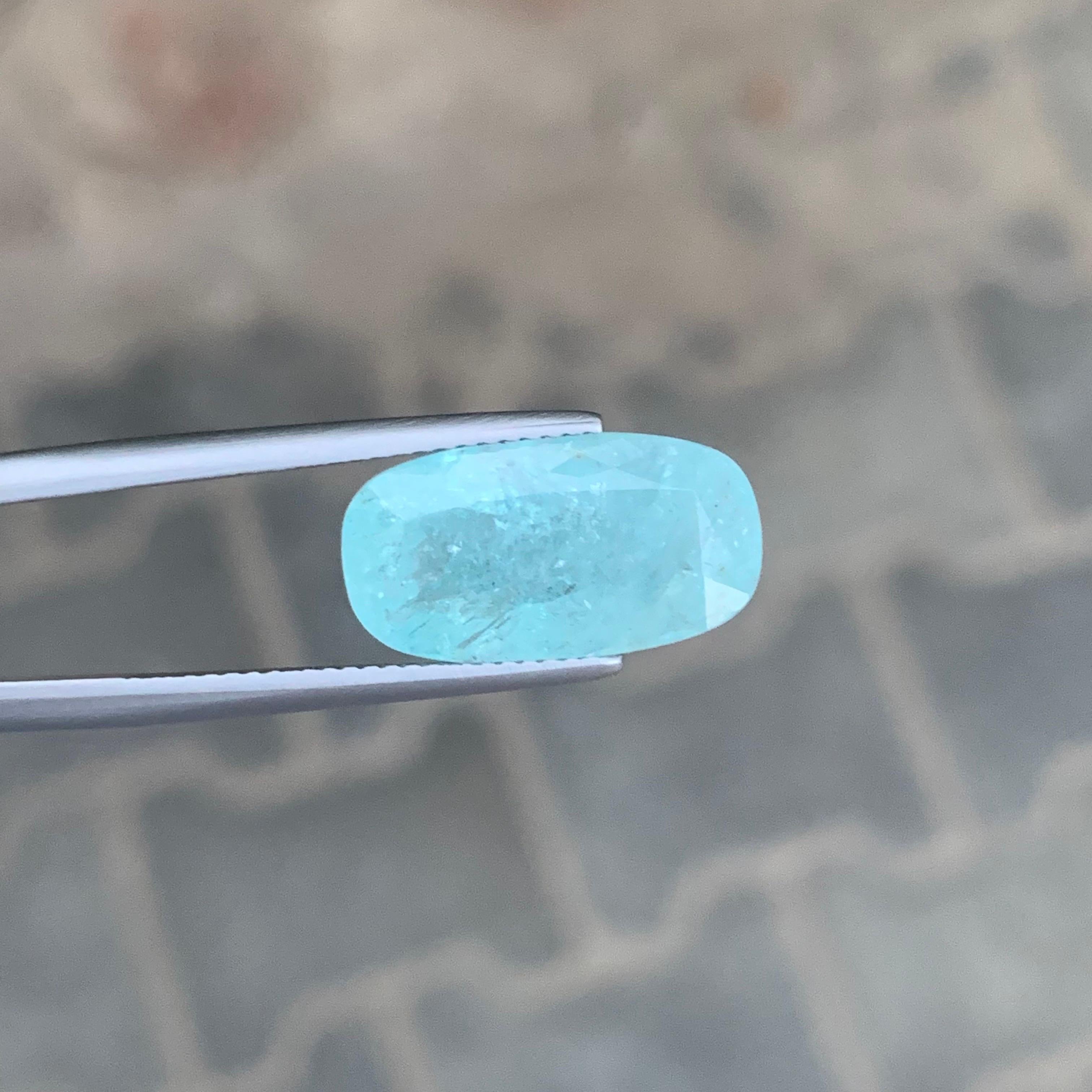 AIG Certified 7.77 Carat Natural Loose Paraiba Tourmaline Cushion Cut Gemstone For Sale 1